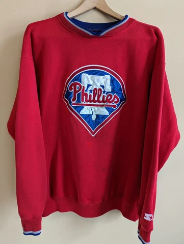Philadelphia Phillies Sweater Large Starter Genuine Merchandise Red Long Sleeve Cover
