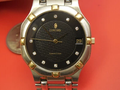 GENUINE CONCORD 18K / STEEL DIAMOND DIAL SARATOGA 32MM STRAP BAND BRACELET WATCH - image 1 of 4