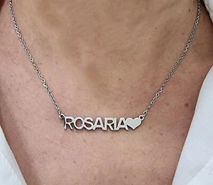 Collana da donna con nome e cuore catenina in acciaio colore argento lucido per - Picture 1 of 96