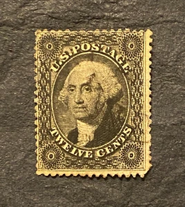 1859 US Stamp #36 George Washington Plate 1 Black Light Cancel - Picture 1 of 3