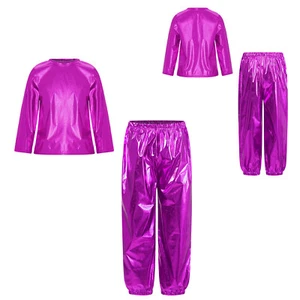 Kids Shirt With Pants Active Sweatsuit Glitter Outfit Jazz Tracksuit Dancing - Picture 1 of 62