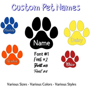 Calcomanía de vinilo pegatina con nombre personalizado - perro gato mascota cachorro amor decoración de pared coche - Imagen 1 de 4