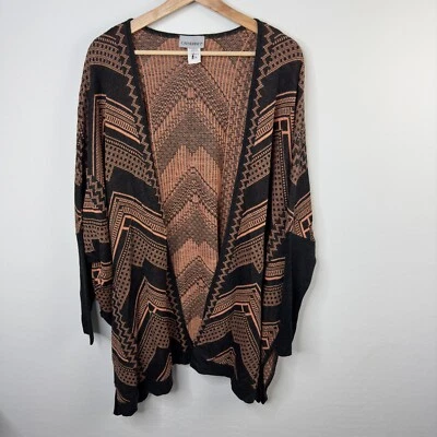 Catherines cardigan sweater  Dolman Sleeves Geometric print Size 2X Open Acrylic - Image 1 of 4