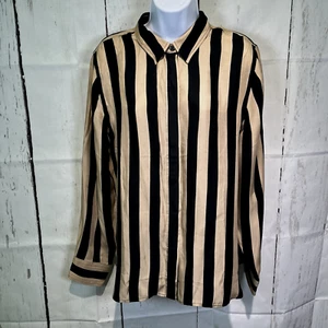 J. Crew Top Damen klassische Passform Cupro-Mischung Streifen Größe 14 neu mit Etikett - Bild 1 von 16