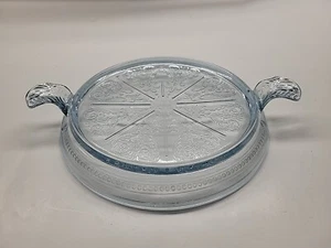 Vintage Fire King Oven Glass Philbe Sapphire Blue Trivet Handled Table Server - Picture 1 of 4