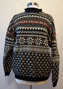 Schöner Norwegerpullover Jaquard Pullover Mustermix Gr. S/M reine Schurwolle - Bild 1 von 12