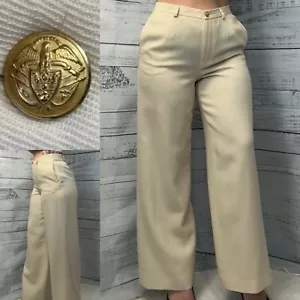 Neu mit Etikett Vintage Lauren Ralph Lauren 97 % Kammgarn Wolle weites Bein Hose USA Größe 8P cremefarben - Bild 1 von 20