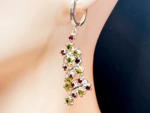 Earrings Peridot Silver 925 Sterling E82017 - Picture 1 of 8