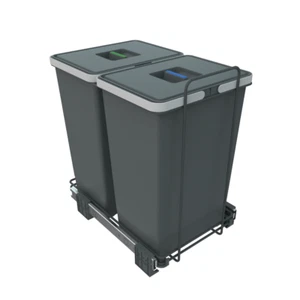 ECOFIL 48L Pull Out Waste Bin for 400mm Cabinet (2x 24L) For Hinged Doors - Picture 1 of 5