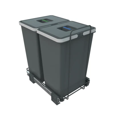 ECOFIL 48L Pull Out Waste Bin for 400mm Cabinet (2x 24L) For Hinged Doors - Image 1 of 4