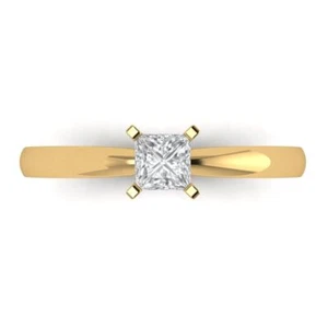 0.5 cttw Solitaire Moissanite Engagement Ring - 14K Solid Gold (Yellow Gold) - Picture 1 of 11