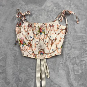 Sugar Thrillz Floral Rococo Corset Top Lace Up Back Tie Straps Women’s M - Picture 1 of 5