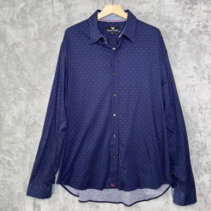 Butter Cloth Shirt Mens 2XL Blue Long Sleeve Button Down Micro Print Dress Navy - Picture 1 of 7