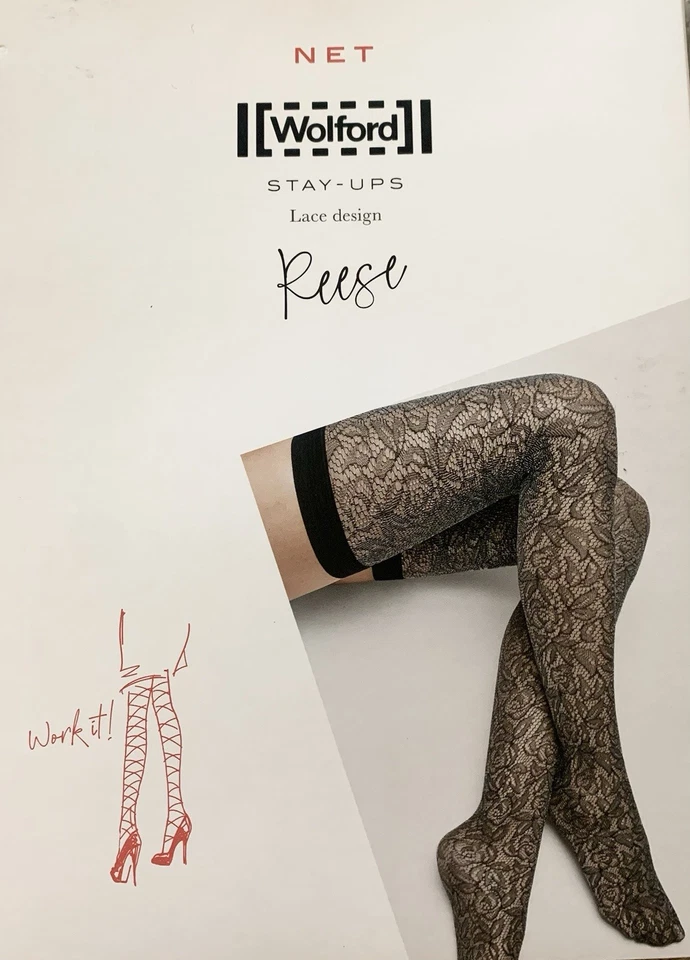 Wolford - Diseño de encaje Reese Stay-ups - Nuevo con etiquetas - talla mediana - color negro/ceniza Foto 1 de 2