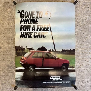 Póster publicitario vintage humorístico seguro general de accidentes coche - Imagen 1 de 5