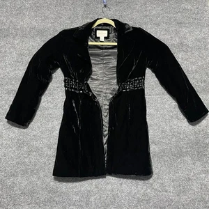 White House Black Market Black Velvet Coat Size S - Picture 1 of 11