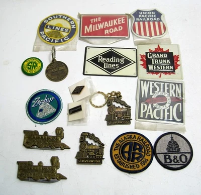 Vintage Patch Lot Railroad Travel Automotive Advertising Knives Keychains Pins - Image 1 of 4