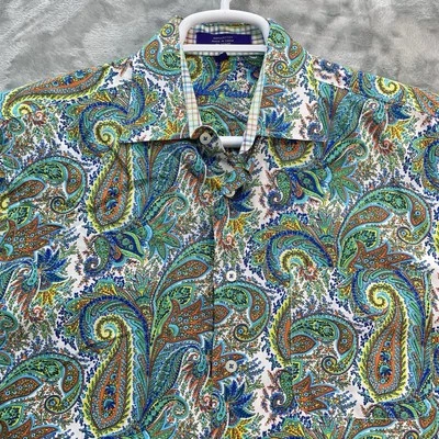 Camisa Alan River Hombre Mediana Club Disco Paisley Floral Abotonada AOP Divertida Brillante Foto 1 de 4