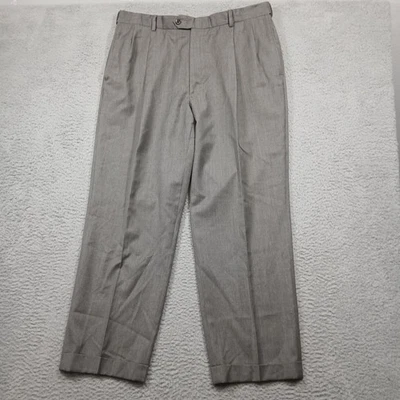 Austin Reed Men's Dress Pants Gray Wool Blend Pleated Front Cuffed 36x30 - Image 1 of 4
