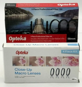 Opteka  58mm 4pc Close-Up Macro & 3-Piece Professional UV Filter Kit Camera Lens - Picture 1 of 10