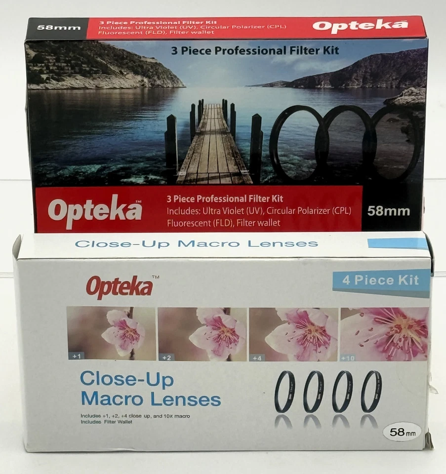 Opteka  58mm 4pc Close-Up Macro & 3-Piece Professional UV Filter Kit Camera Lens - Image 1 of 4