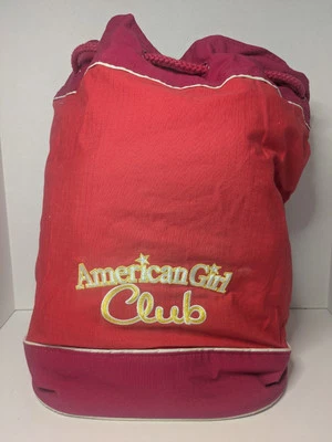 American Girl Club Sport Bag Drawstring Tote Backpack Bucket Red Zip Back - Image 1 of 4