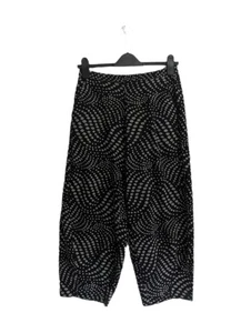 Sahara Balloon Trousers Wide Leg SIZE 2 UK 12-14 Lagenlook Polkadot Swirl Black - Picture 1 of 7