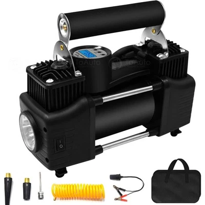 Double Cylinder Air Compressor Pump High-Power Car Auto Tire Inflator 12V150PSI - Image 1 of 4