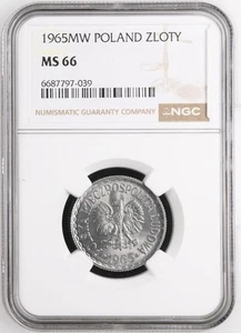 Poland 1 Zloty 1965 MW NGC MS 66 - Picture 1 of 2