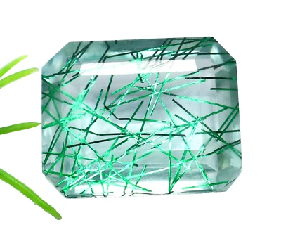 Natürliches Grün Strahlende Quarz 42 Karat Smaragd Schnitt Locker Dublette AAA - Bild 1 von 4