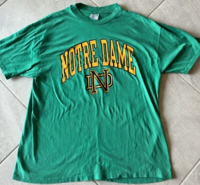 CHAMPION Vintage Green Short Sleeve NOTRE DAME T SHIRT SIZE XL MADE IN USA - Image 1 of 2