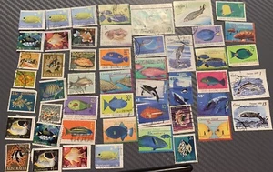 Worldwide Stamps Used Themed Ocean Creatures X 49 - Picture 1 of 1