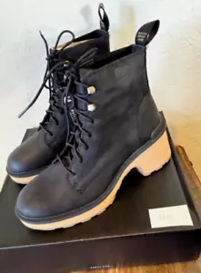 Sorel Hi Line Heel Lace Black Leather Waterproof Boot Bootie Shoes Pump 7.5 NWB - Picture 1 of 10