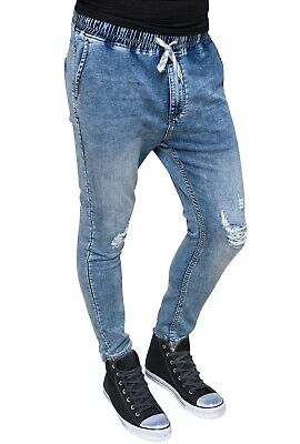 Pantaloni Uomo Jeans Basic Blu Denim In Cotone Elastico Slim Fit • 24.32€