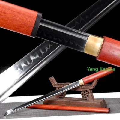 Espada Katana Wakizashi Japón Suguha templado arcilla de acero al carbono 1095 afilada #1077 Foto 1 de 4