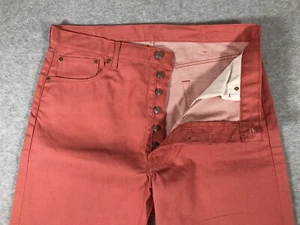 Levis 501 Jeans Mens 38x30 Salmon Coral Peach Denim Button fly NWOT Preppy - Picture 1 of 16