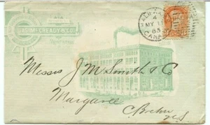 1885 Small Queen Advertising green ink McCready co Halifax s/r ad cover Canada - Picture 1 of 2