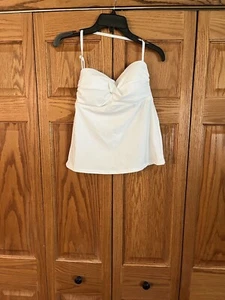 Catalina Women's Plus Twist Front Bandeau Tankini Swim Top, White Size Small NWT - Picture 1 of 6