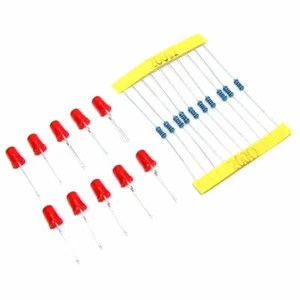 10 x 5mm Red LEDs 200ohm Resistor 5V DC PCB Arduino Pi Flux Workshop - Picture 1 of 2