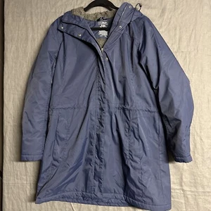 LL Bean Womens Winter Warmer jacket XL Navy Blue Fleece Lined Parka Coat READ - Picture 1 of 9