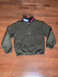 VINTAGE Tommy Hilfiger Jacket Mens Large Full Zip Hoodie Fleece 90s Y2K Rare - Picture 1 of 17