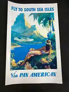 FLIEGEN NACH SÜDSEEINSELN ÜBER PAN AMERICAN 11X17 GLÄNZEND FARBPOSTER - Bild 1 von 2
