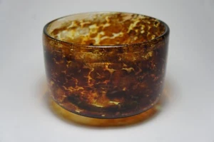 Vintage 70s Mdina Malta Art Glass Bowl Speckled Tortoiseshell Effect - Picture 1 of 14