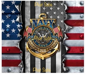 20oz Sublimation Tumbler Wrap Navy American Flag Ready To Press Heat Transfer - Picture 1 of 1