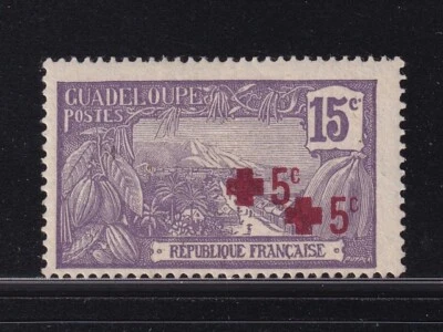 French Guadeloupe 1915 YV 76a Double Ovpts signed  MLH  VF / CAT VALUE $220 - Image 1 of 2