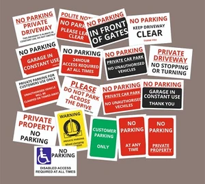 No Parking Plastic Sign, Sticker - Clamping, Private, Driveway, Disabled - Picture 1 of 25