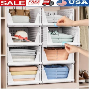 5 Pack Stackable Closet Organizers Folding Storage Containers Drawer Baskets New - Picture 1 of 7