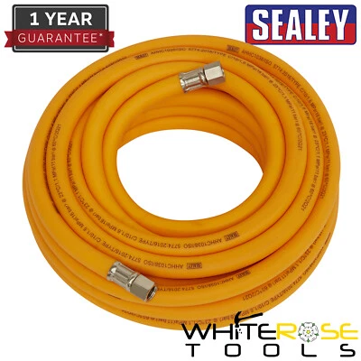 Sealey Air Hose Bore Hybrid High Visibility 1/4" BSP Unions 10m x 10mm - Image 1 of 4