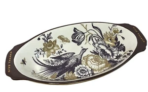GRASSLANDS ROAD Oval Pheasants Thanksgiving Floral Au Gratin Serving Dish Fall - Picture 1 of 6