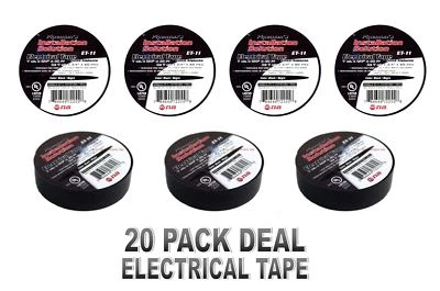 PIPEMAN'S INSTALLATION SOLUTION 20 Rolls NA High Quality Black Electrical Tape 3/4" x 60' UL Listed ET-11